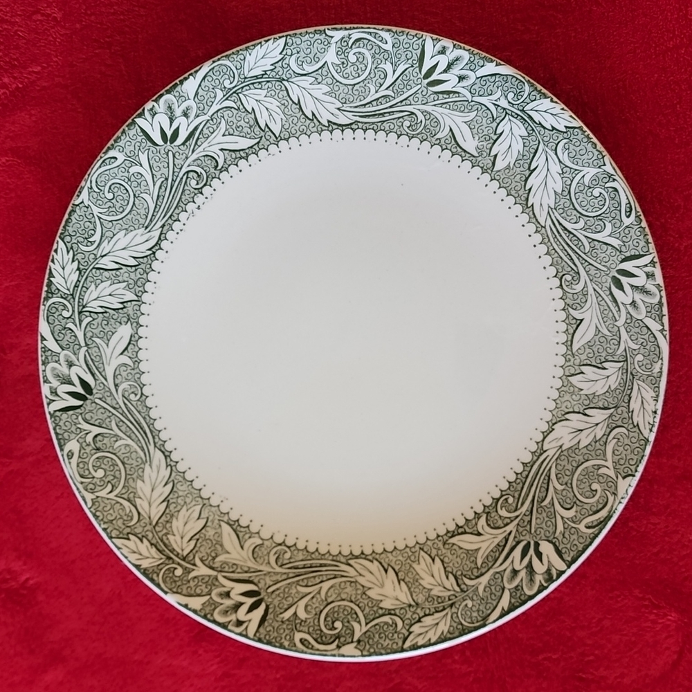 Antique Green and White Dinner Plates